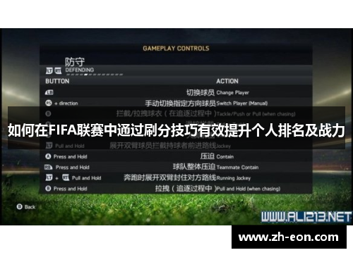 如何在FIFA联赛中通过刷分技巧有效提升个人排名及战力